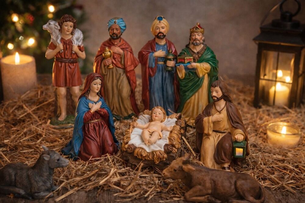 Homco Nativity Set 5216 Complete Set Of Figures 9 Pieces Porcelain Bisque